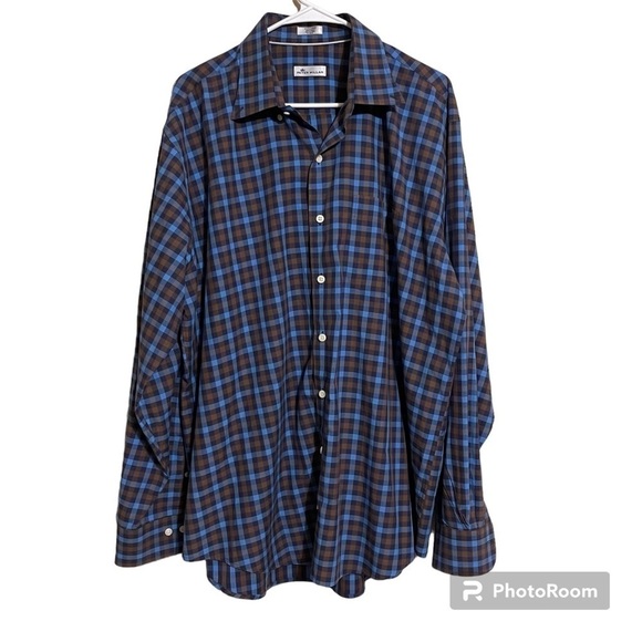 Peter Millar  Checkered Shirt Long Sleeve Button Up Cotton Mens Size XL - Picture 1 of 7